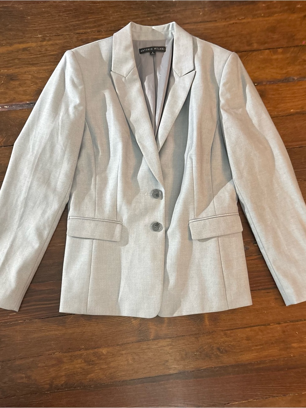 Antonio Melani gray two button smart blazer jacket size 8